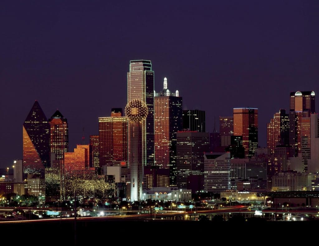 City skyline of Dallas, Texas at night