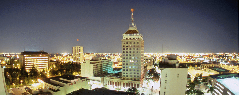 Fresno city skyline at night