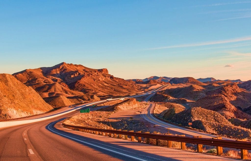 Nevada highways at sunset