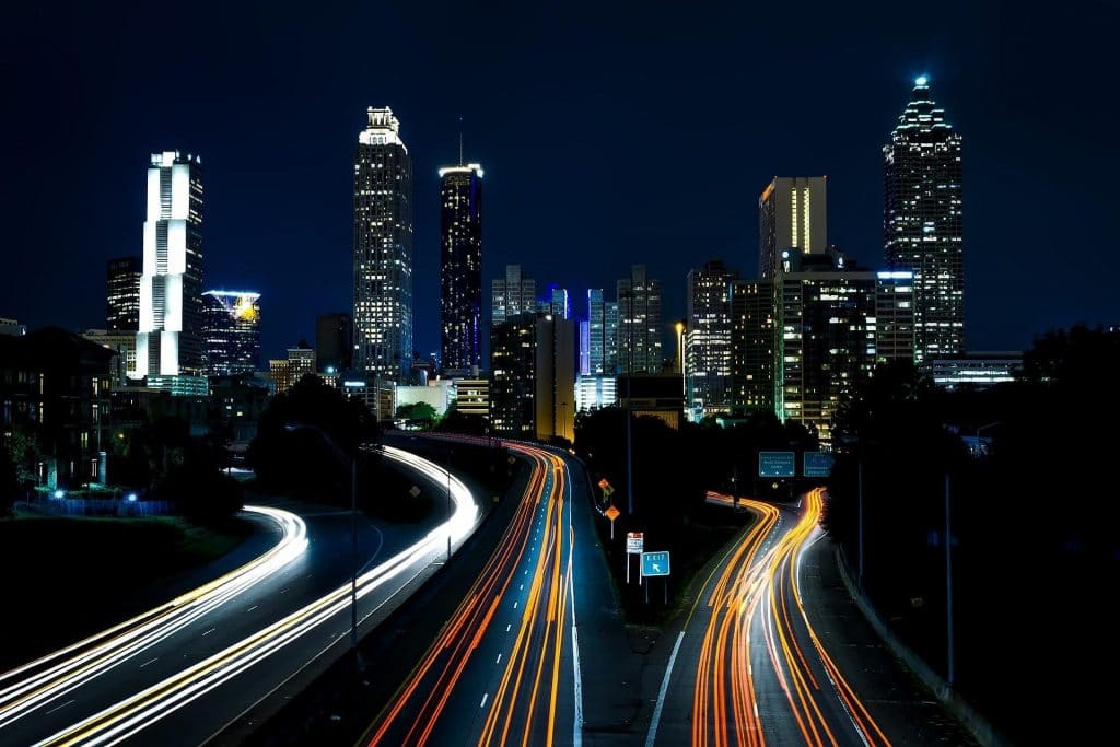 Atlanta, Georgia city skyline at night